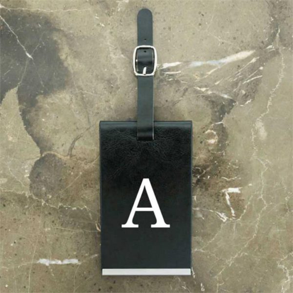 Black Luggage Tag With Personalised Initials