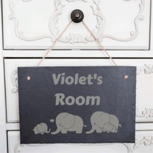 Child's Room Personalised Elephant Slate Sign