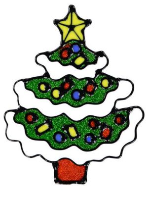 Decorated Christmas Tree Window Cling Decoration - 15cm