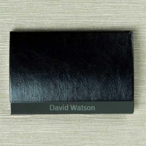Engraved Name Black Card Holder