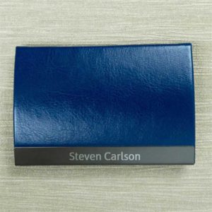Engraved Name Blue Card Holder