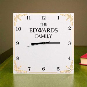 Family Name Personalised Square Glass Clock