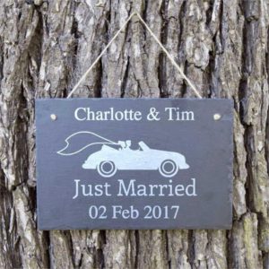Just Married Car Personalised Slate Sign