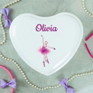Little Dancers Personalised White Heart Jewellery Box
