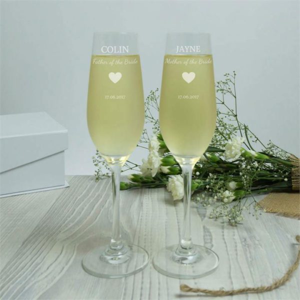 Mother And Father Of The Bride Personalised Crystal Flute