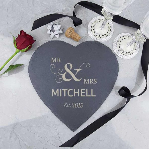 Mr & Mrs Personalised Slate Heart