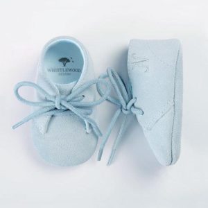 Personalised Blue Suede Baby Shoes in Gift Box