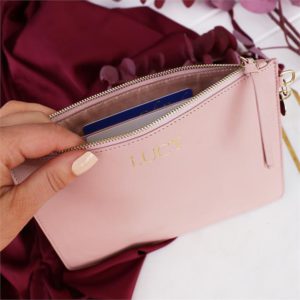Personalised Blush Leather Pouch