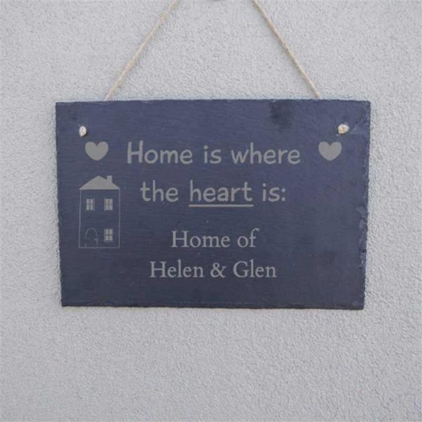 Personalised Home Is Where The Heart Is Slate Sign