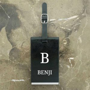 Personalised Initial and Name Black Luggage Tag
