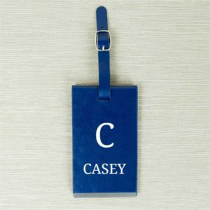 Personalised Initial and Name Blue Luggage Tag