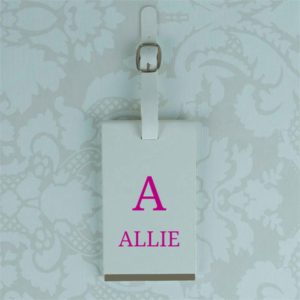 Personalised Initial and Name White Luggage Tag