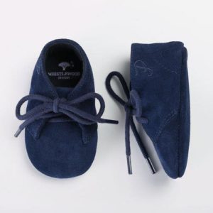 Personalised Navy Suede Baby Shoes in Gift Box