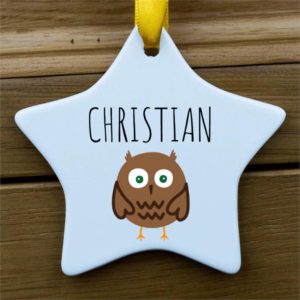 Personalised Owl Star Ornament
