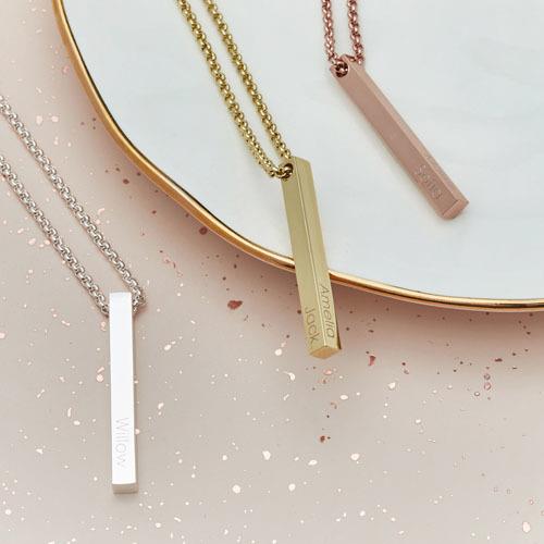 Personalised Solid Bar Pendant Necklace