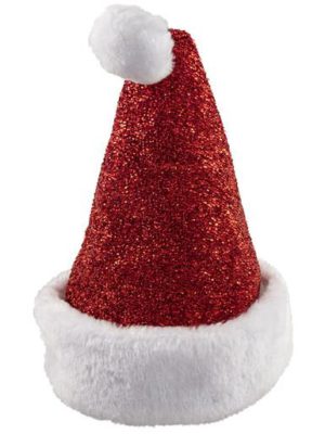 Santa Plush Red Glittered Hat - 38cm