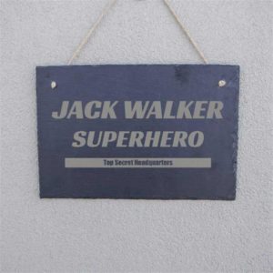 Superhero Headquarters Personalised Slate Sign