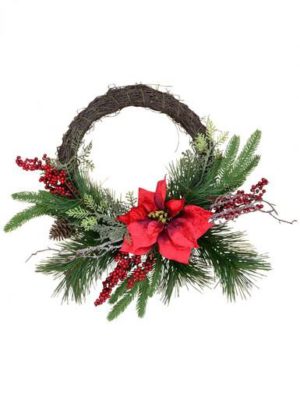 Decorated Wire Spun Wreath With Berries
